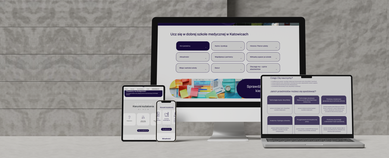 Wizualizacja nowej strony internetowej CKZiU Medyk Katowice